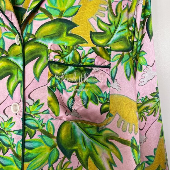 Nechita x ShhhSilk Beverly Hills Hotel Silk Pajama Top Sz S/M Small Medium - Picture 4 of 6